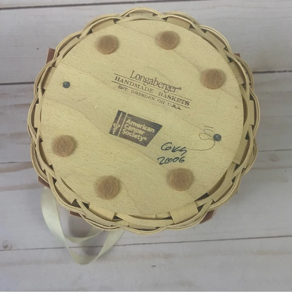 Longaberger Breast American Cancer Society Basket Horizon Of Hope 2006 Pink